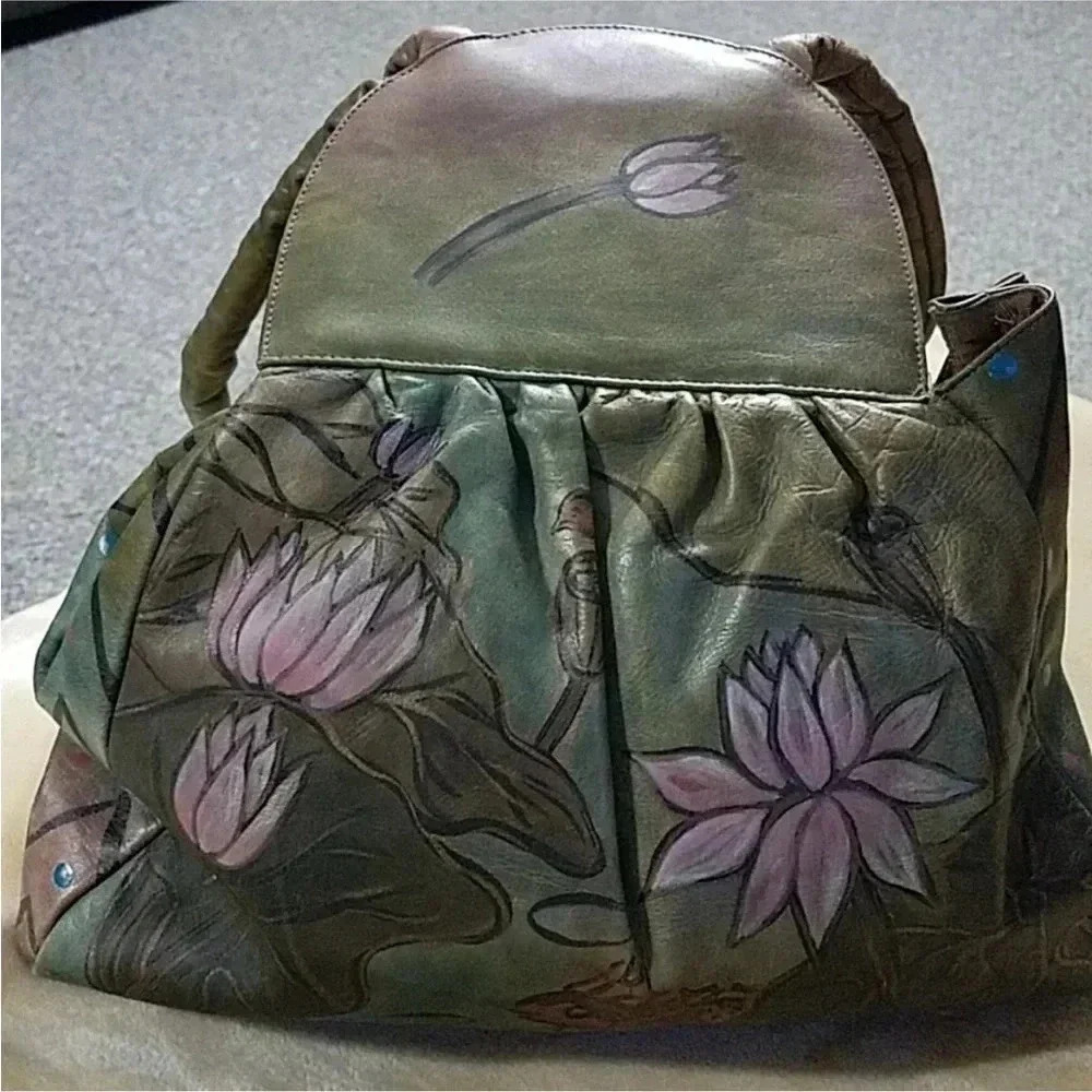 Fancy Nancy hand painted vintage leather purse
